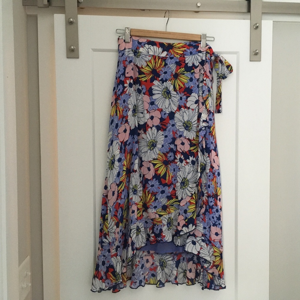 MAEVE wrap around skirt from Anthropologie - blue, red, pink, lavender - xs